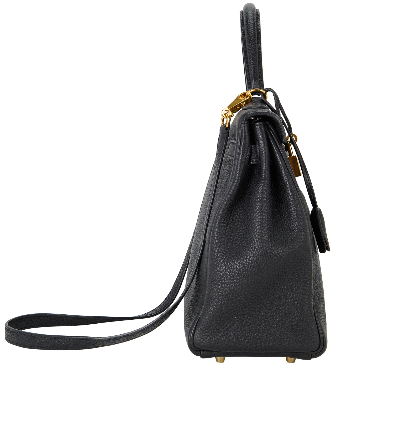 Hermes Kelly 32  In Retourne Fjord Noir, &pound;10,500, Handbags, Black, Leather, Side view